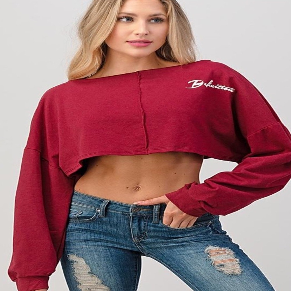 Red LongSleeve Crop Top